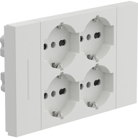 Electraline 22159 Multipresa da incasso Quadra 4 Posti Universali P40, compatibile con tutte le scatole da incasso 3 e 4 posti, Con interruttore/Deviatore, Bianco (1/5)