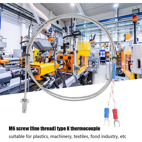 Fil de capteur de température à thermocouple de type K à filetage fin M6, 0-400℃ (3 m)