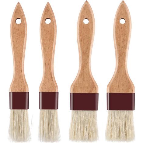 Lot de 4 pinceaux à pâtisserie, pinceau à badigeonner, pinceau à huile pour la cuisine, pinceau à sauce, pinceau à badigeonner pour barbecue (2 petits + 2 moyens) (1/5)
