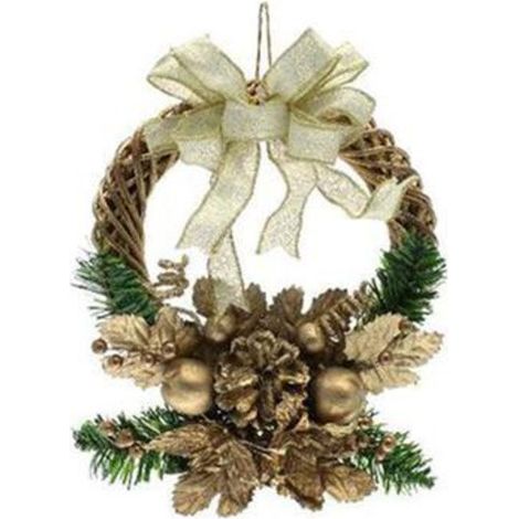 Decorazione per porta corona natalizia - colore oro - addobbo di natale