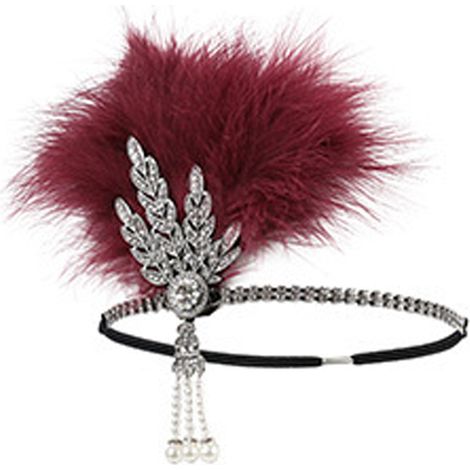 Headband - Peacock Feather - Adjustable Satin Ribbon - Detachable Feather Clip - For 1920s Gatsby Party - 1 Piece (1/5)