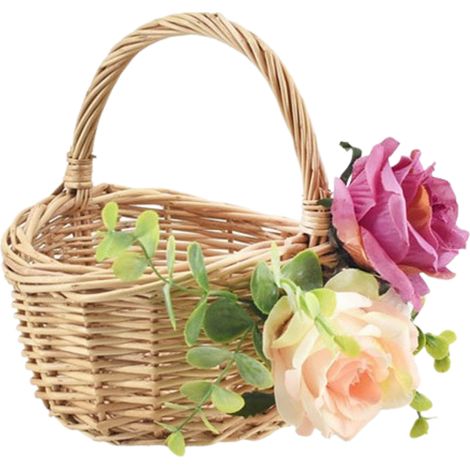 Panier de fleurs en osier tissé à la main pour fille, élégant, Rural, pour mariage, pique-nique à la maison (1/5)