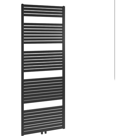 Aqualine - Scaldasalviette 60x169 cm, allacciamento centrale, nero opaco DT496T (1/2)