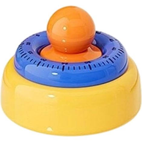 Minuteur de cuisine magnétique mécanique orange et bleu à mécanisme rotatif, avec compte à rebours, boîtier en ABS résistant aux chocs et cadran facile à lire, idéal pour la cuisine, les études ou le