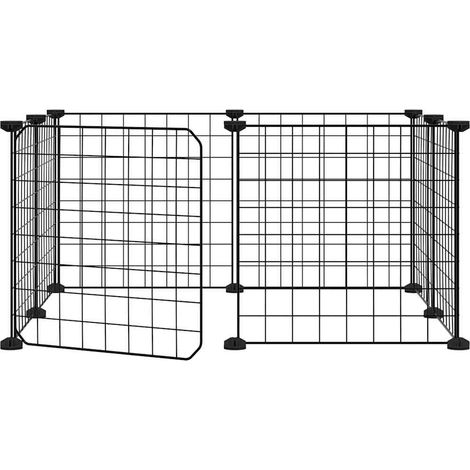Gabbia per animali con 8 pannelli e porta 35 x 35 cm nera 020041607