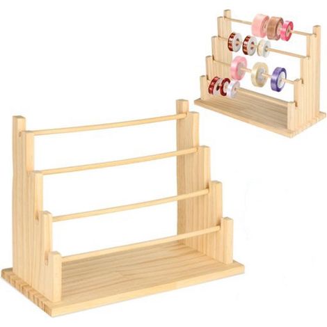 Présentoir à bracelets en bois - Présentoir anti-nœuds - Organisateur de bijoux pour bracelets, montres et accessoires pour cheveux - Blanc - 32 × 25 × 12 cm - 4 niveaux - 1 pièce multicolore (1/5)