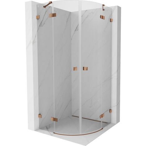 Mexen Lunar halbrunde Duschkabine schwenkbar 70 x 70 cm, transparent, Roségold - 833-070L-070P-60-00