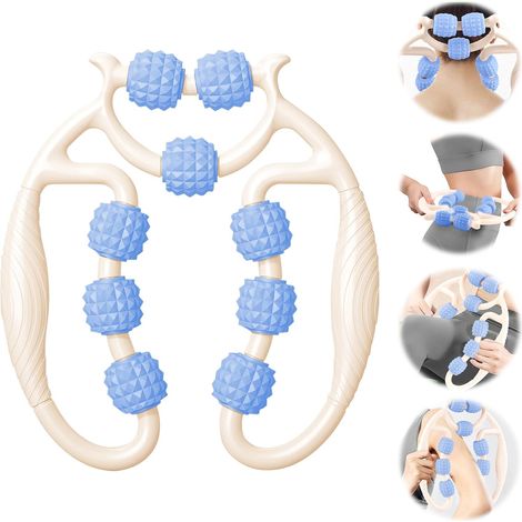 Rouleau de Massage Musculaire des Jambes, Rouleau de Massage Anti-Cellulite 360 °, Rouleaus de Massages des Jambes, Rouleaus de Massages 360, Soulage la Fatigue (Blanc+Bleu+B) (1/5)