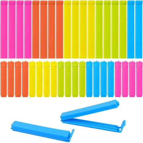 Pince Sachet Alimentaire - 40 Pièces - Plastique PP - Étanchéité Renforcée - Cuisine et Bureau - 7cm et 11cm Multicolore (1/5)