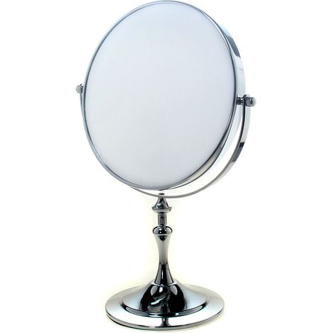 Miroir Cosmétique sur Pied 5X Grossissement, 20 cm Miroir Maquillage, Orientable, Miroir de Rasage, chromage Miroir de Salle de Bain, Double Visage 8 inch Miroir de Table, TKD3105-5x (1/5)