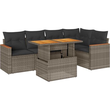 Maison Exclusive - Set sofás jardín y cojines 6 pzas ratán sintét (1/5)
