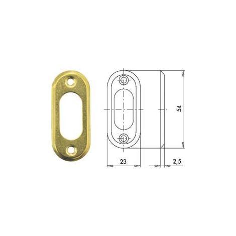 BOCCHETTA IN OTTONE PER CILINDRI OVALI 06027 00- - mm.23x54, spessore mm.2,5 (06027000) - 10 pezzi CISA