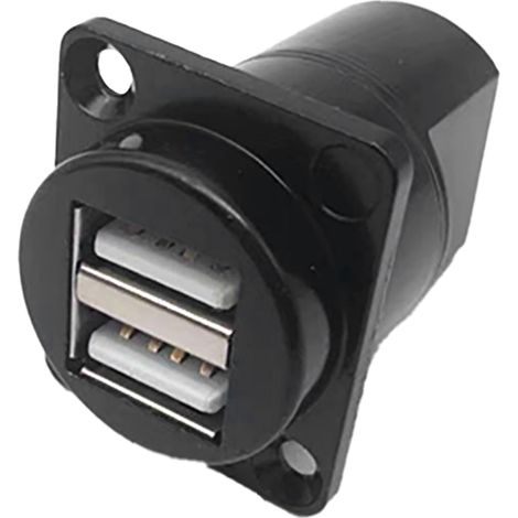 Connecteur USB femelle-femelle double port montage sur panneau type D pour armoire 86, coque noire, transmission stable de données (1/5)