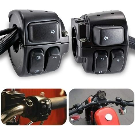 1 paire de guidon Interrupteur de commande avec faisceau de câblage pour Harley Moto 2,5 cm (1/5)