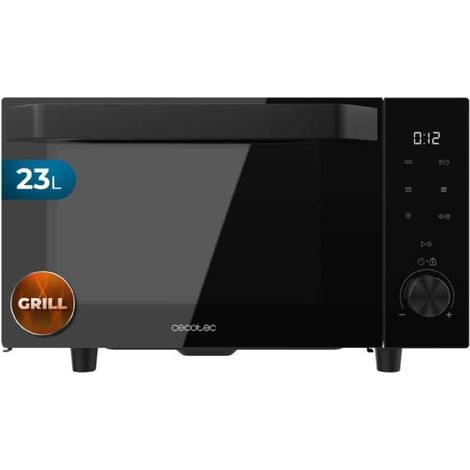 Cecotec Microondas sin Plato con Grill Proclean 6140 Flatbed Door. 800W+1000W Grill, 23L, Puerta Abatible, 13 Niveles, 8 Program
