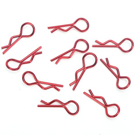 Set mit 10 R-förmigen Karosserieclips aus Metall für RC-Cars der Maßstäbe 1/5, 1/6, 1/8 und 1/10 (Rot) (1/5)