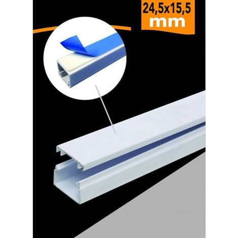 TrAdE Shop Traesio - 10 Pz Profili Canalina Passacavi Con Biadesivo In Pvc Colore Bianco 2mt 24.5x15.5mm - (1/4)