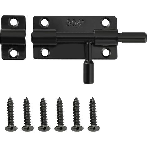 1 - Loquet Porte - Verrou Extérieur - Acier Inoxydable SUS304 - Montage Horizontal ou Vertical - Pour Portes Fenêtres Clôtures - Noir - 8x5cm