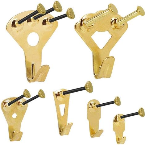 130 goldene Bilderrahmenhaken mit Nägeln, Wandmontage 10-100 lb, Komplettset.