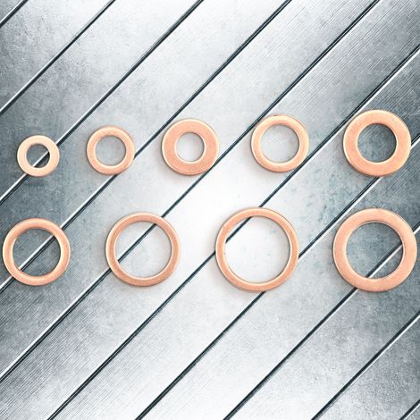 Kit d'assortiment de 200 rondelles en cuivre, joints plats, bagues d'étanchéité M5, M6, M8, M10, M12 et M14 (1/5)