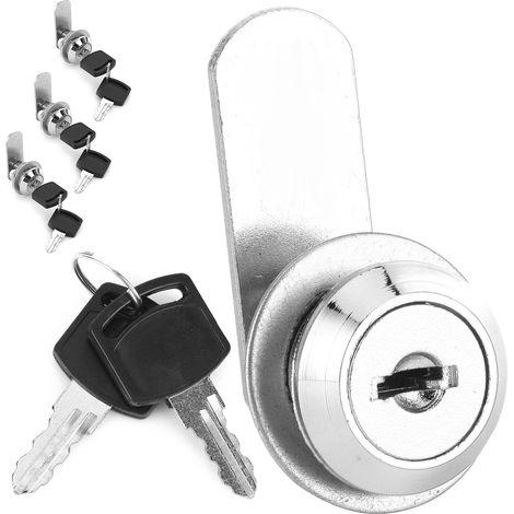 Lot de 4 verrous à came tubulaires de rechange avec clés pour boîtes à outils, tiroirs, armoires et casiers, pour remorques et camping-cars (diamètre 15 mm). (1/5)