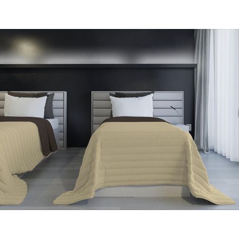 Couette d'été Ignifuge Bicolore, Marron/crème 170 x 270 cm (1/5)