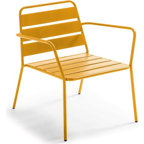 Fauteuil de jardin bas en métal jaune - Palavas
