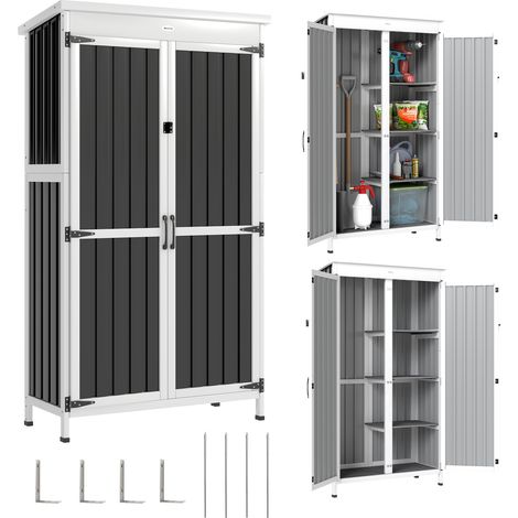 Outsunny Outdoor Storage Cabinet with Removable Shelves, White and Black (1/5)