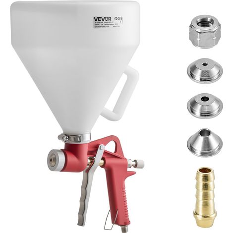 Pistolet Pulvérisateur à Peinture de Texture Pneumatique Trémie 4,5 L, 3 Buses 3,5 mm 6 mm 8 mm, Pistolet Professionnel à Peinture Air Comprimé pour Textures Pop-corn, Knockdown, Peau d'Orange (1/5)