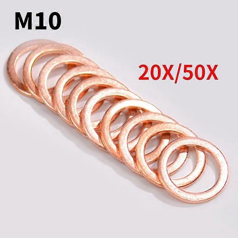 20x/50x M10 10mm Joint banjo tressé pour durite d'embrayage et de frein de moto Rondelle d'écrasement en cuivre Accessoires et outils pour durites de moto-20x (1/5)