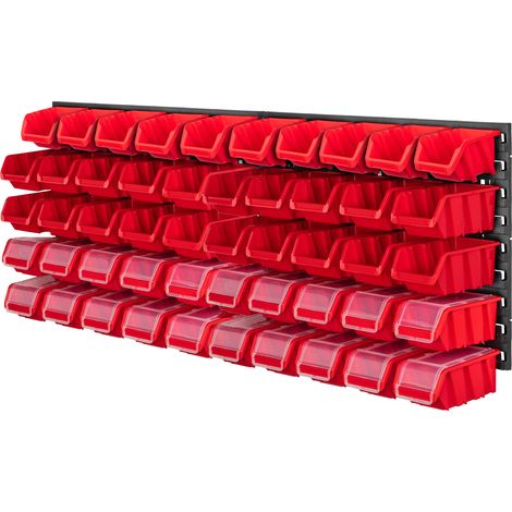KADAX Werkstattwandregal, Wandplatten, 116 x 39 cm, Rot, 50 tlg.