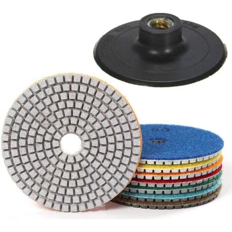 Kit de 16 tampons de polissage diamant 4 pouces – Poudre de diamant imprégnée – Pour granit, béton, marbre, carrelage – Compatible Velcro (1/3)