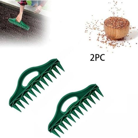 Semoir manuel 12 trous 26 cm, outil de jardin pour semis et repiquage, poinçon à trous, plastique PP, lot de 2 (1/5)