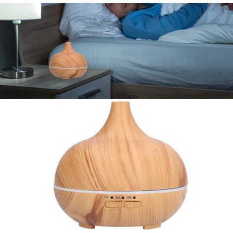 Miniatur-Luftbefeuchter in Holzoptik (150 ml) mit integriertem Nachtlicht und USB-Stromversorgung. (1/5)