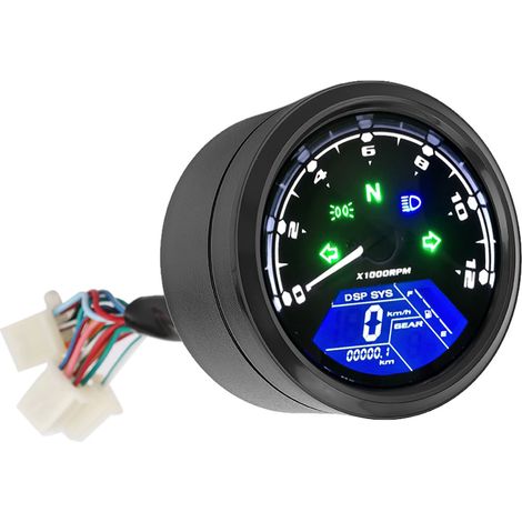 Compteur de vitesse et odomètre numérique LCD multifonction étanche et anti-vibrations pour moto, avec affichage multifonction. (1/5)