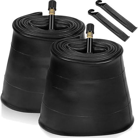 Lot de 2 chambres à air 20x4.0 pour fat bike avec valve AV 32 mm, avec 2 démonte-pneus, pour route/VTT/e (1/5)