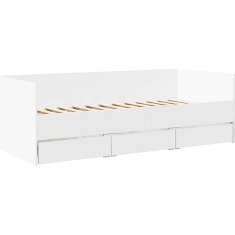 Daybed with Drawers without Mattress White 100x200 cm vidaXL
