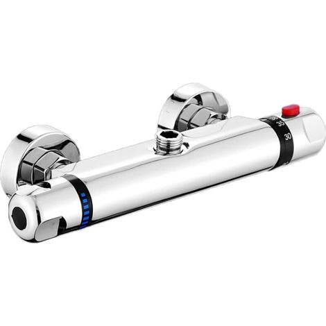 Thermostatischer Duschmischer zur Wandmontage, Thermostatischer Wannenmischer, Thermostatischer Wasserhahn, Thermostatischer Wasserhahn, Chrom, Thermostatischer Mischerhahn für Badezimmer (links heiß (1/5)