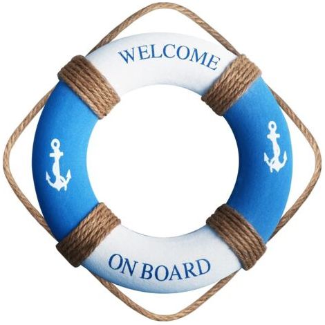 Bouée de sauvetage nautique de 30 cm - Décoration murale pour porte de maison (bleu) (1/5)