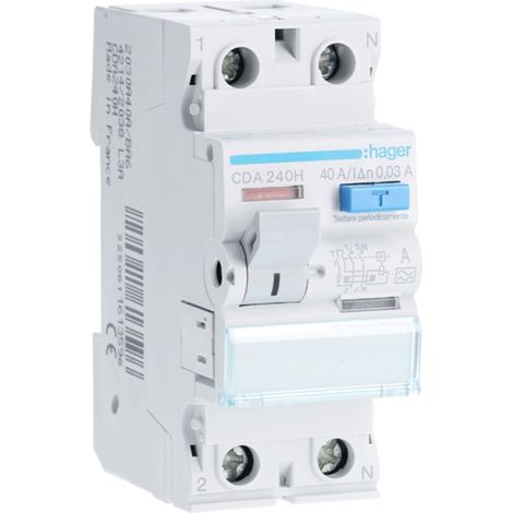 Interruttore Differenziale Acc. 2P 30Ma 40A A2M ( Hager Cod. Cda240H ) (1/3)