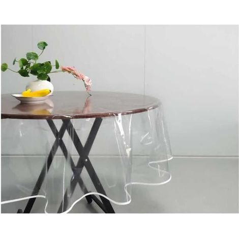Nappe transparente en PVC pour table à manger, pique-nique, imperméable, résistante à l'usure, facile à nettoyer (152 cm) - sh (1/4)