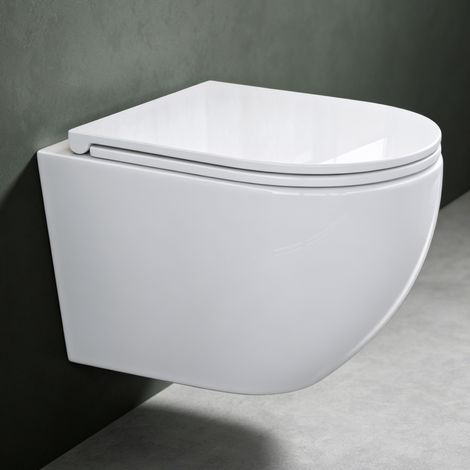 Mai & Mai Hänge-WC Toilette spülrandlos Aachen179 neu Wand-WC Weiß aus Keramik 36x50x36cm Wandmontage (1/5)