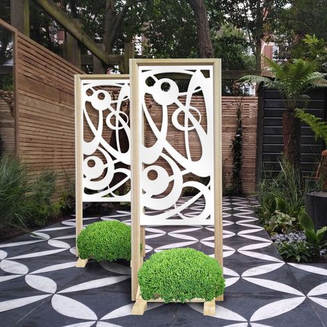 INTERSTELLAR - Paravent modulable - 70x190 cm - en bois et PVC - Couleur : blanc