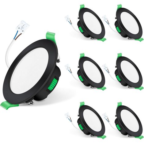 Spot LED Encastrable 7W 230V Dimmable, 3000K 4000K 6500K Couleur Réglable Spot Salle de Bain IP65, Extra Plat 29mm Spot Plafond, Lot de 6, Rond Blanc (1/5)
