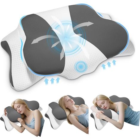 Cuscino cervicale ergonomico, cuscino in memory foam, cuscino anti-russamento, cuscino cervicale ortopedico, per chi dorme su un fianco, sulla schiena o a pancia in giù, 66 x 40 x 14/10 cm (1/5)