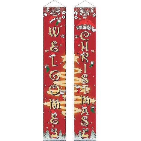 (12) Bannière de Noël avec le Père Noël, décoration de porte de Noël (1/5)