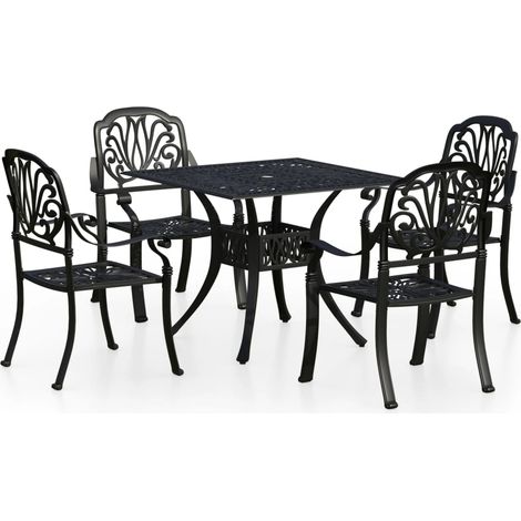 Set da Bistrot 5 pz in Alluminio Pressofuso Nero vidaXL (1/5)