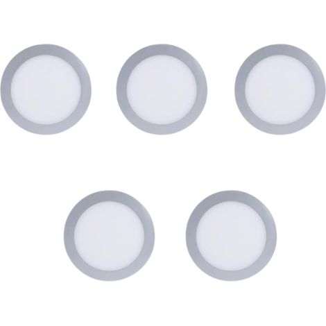 Easy Circular - 5 Downlights con LED integrado 6000K para iluminar hacia abajo ON/OFF ø22,5cm Color Gris (1/4)