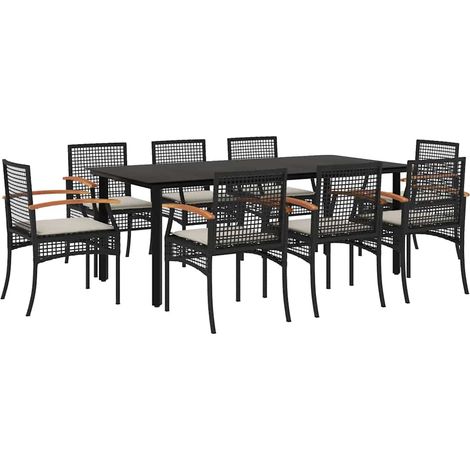 Maison Exclusive - Set de comedor de jardín 9 pzas y cojines ratá (1/5)