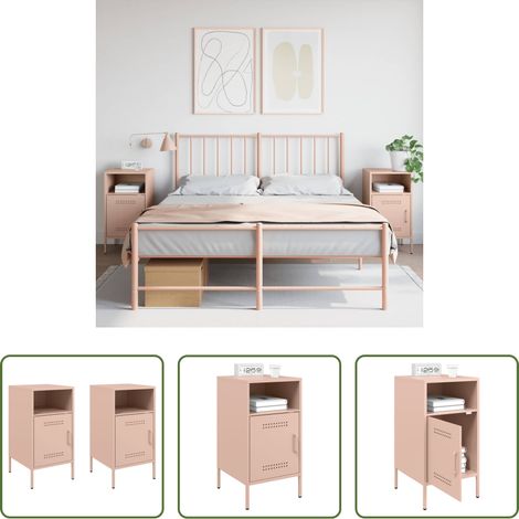 vidaXL Rosa Nachttisch - Nachttische 2 Stk. Rosa 36x39x68 cm Stahl (1/5)